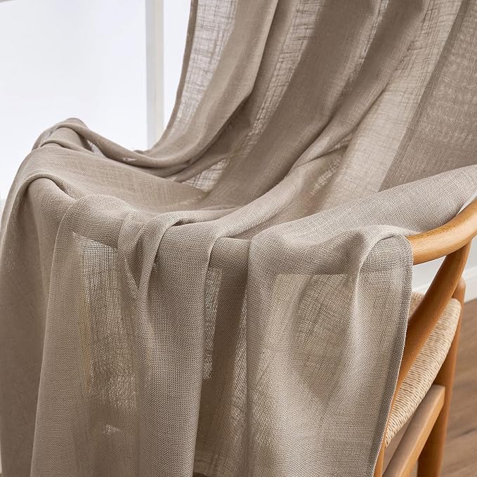MIULEE Taupe Linen Curtains 63 Inch Length 2 Panels - Image 6