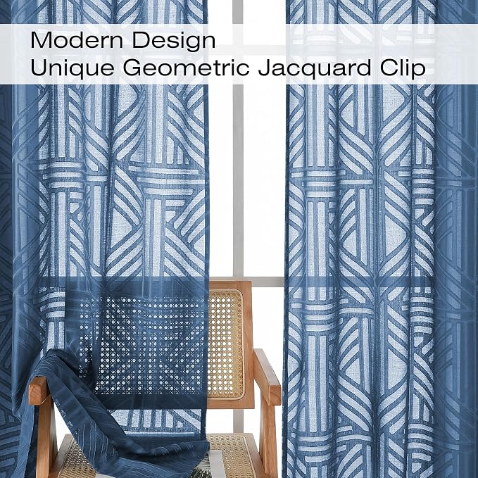 Simplebrand Semi Sheer Dusty Blue Curtains 90 Inches Long 2 Panels, Light - Image 4