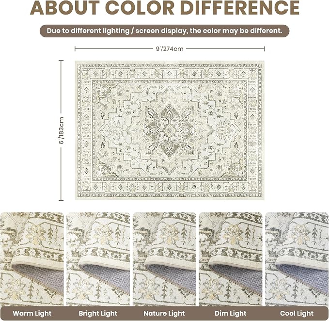 zesthome Washable Rug 6x9 Area Rugs, Stain Resistant Rugs - Image 2