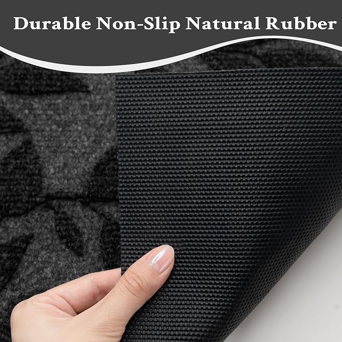 Black Leaves Outdoor Indoor Entrance Doormats, Absorbent Durable Heavy Duty - Image 6
