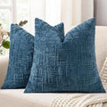 decorUhome Navy Blue Chenille Throw Pillow Covers 20x20 Set of 2 Textured Soft by decorUhome