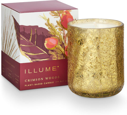 Illume Crimson Woods Small Boxed Crackle Glass Candle