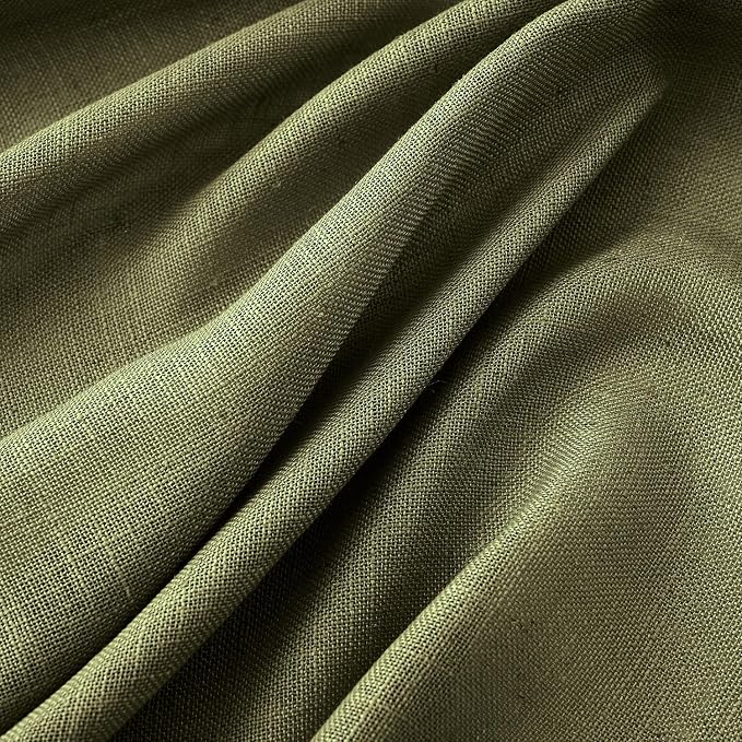 MIULEE Light Olive Green Linen Curtains 108 Inches Long 2 Panels - Image 4