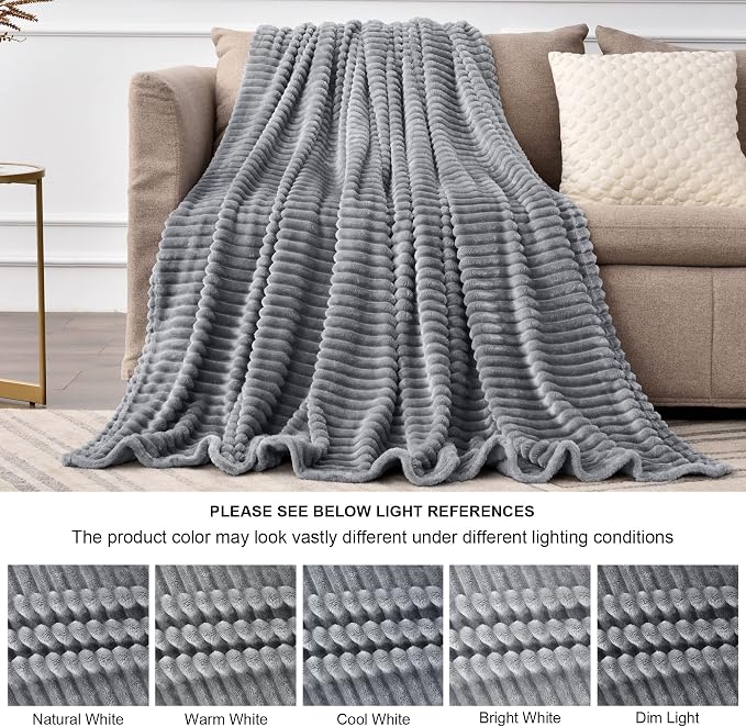 BEDELITE Fleece Blanket Queen Size – 3D Ribbed Jacquard Soft and Warm - Image 7