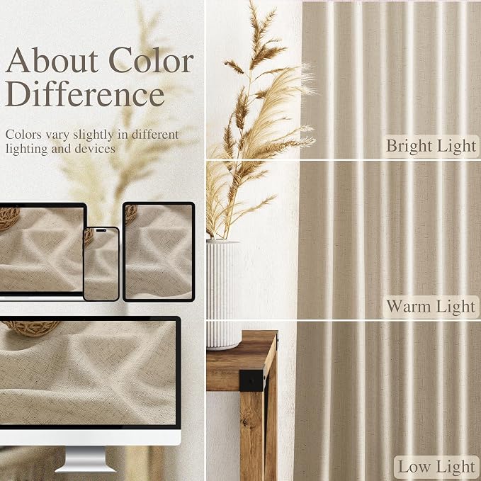 Nanspring Taupe Burlywood Curtains 72 Inches Long - Image 3