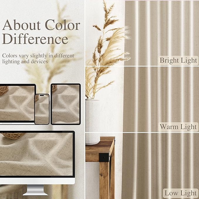 Nanspring Taupe Burlywood Curtains 90 Inches Long - Image 3