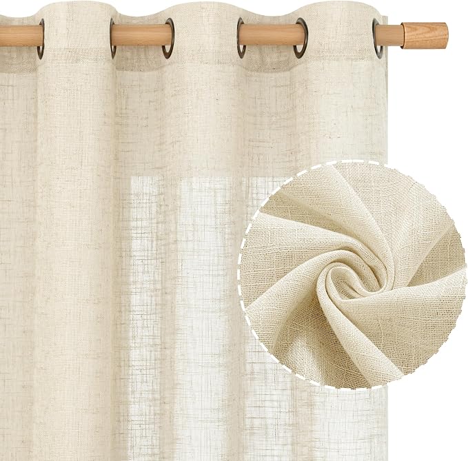 LAMIT Linen Semi Sheer Curtains 72 Inches Long - Image 2