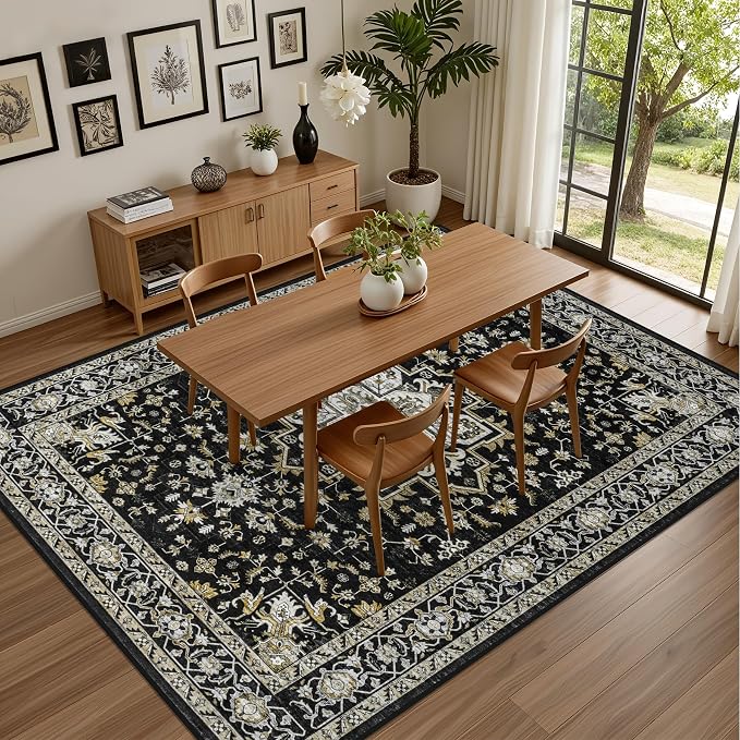 8x10 Area Rugs for Living Room: Washable Rug Soft Vintage Boho Medallion Carpet - Image 5