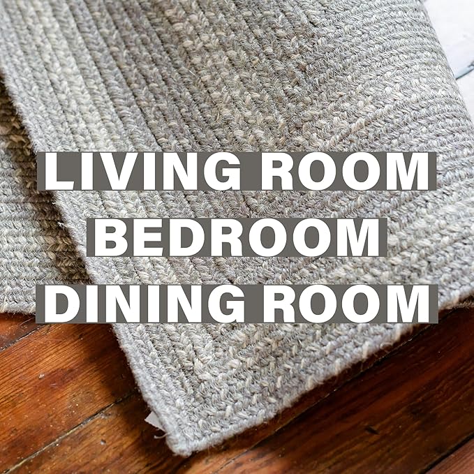 Homespice Grey Cloud Oval Braided Rug, 8x10' - Grey, Handmade with Jute - Warm Farmhouse Decor, Perfect for Living Rooms, Dining Rooms and Bedrooms - Pet Friendly and Easy to Clean