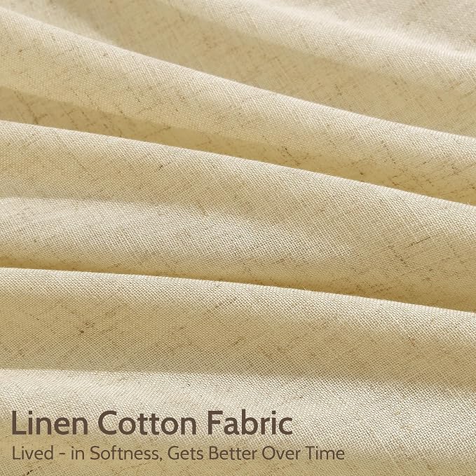 Nanspring Cream Yellow Linen Curtains 84 Inch Length - Image 4