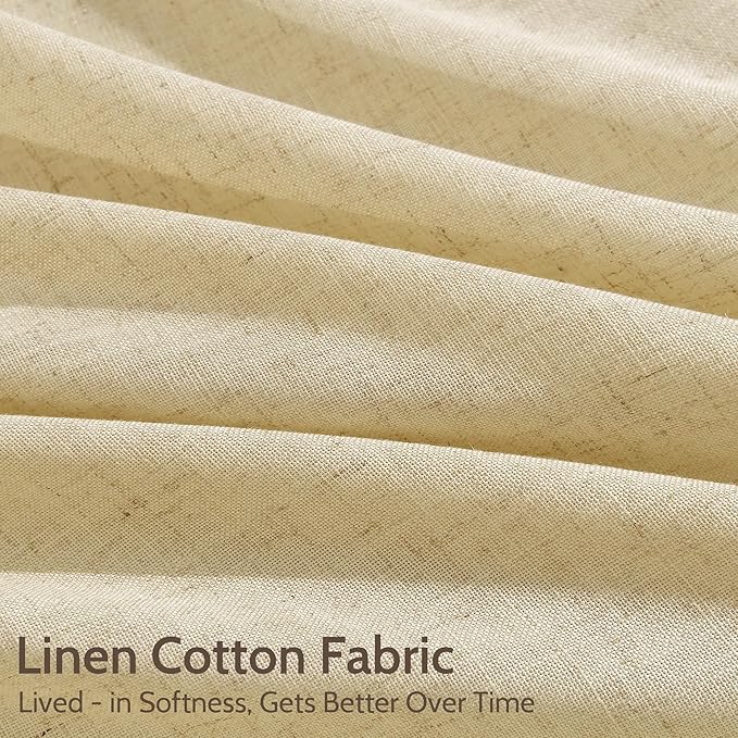 Nanspring Cream Yellow Linen Curtains 102 Inches Long - Image 4