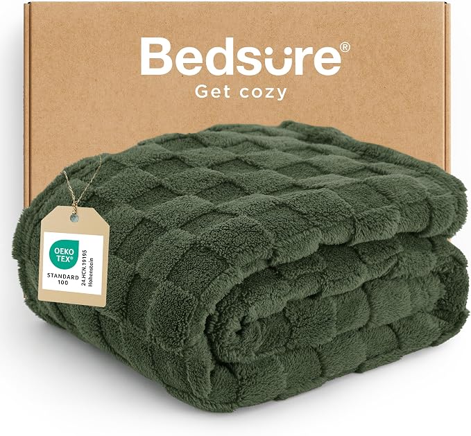 Bedsure GentleSoft Bronze Green Throw Blanket by BEDSURE