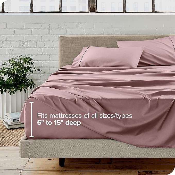 Bare Home King Sheet Set - Luxury 1800 Ultra-Soft Microfiber King Bed Sheets - Double Brushed - Deep Pockets - Easy Fit - 4 Piece Set - Bedding Sheets & Pillowcases (King, Mauve)
