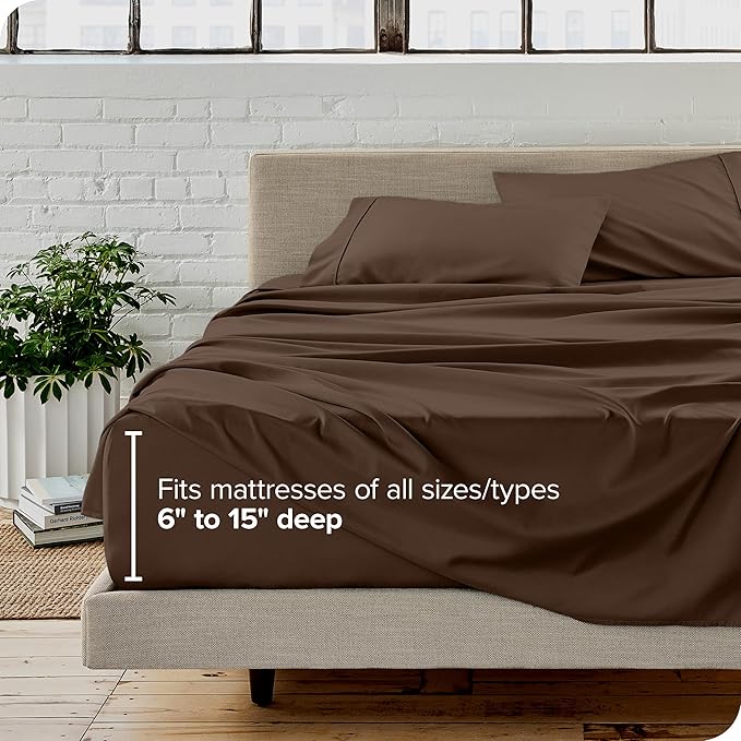 Bare Home Full Sheet Set - Luxury 1800 Ultra-Soft Microfiber Full Bed Sheets - Double Brushed - Deep Pockets - Easy Fit - 4 Piece Set - Bedding Sheets & Pillowcases (Full, Cocoa)