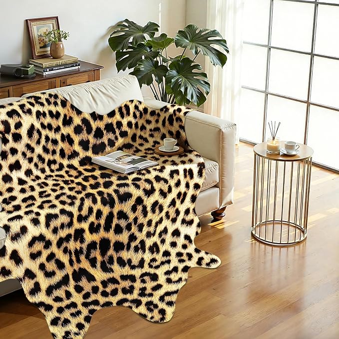 AROGAN Western Decor Faux Fur Leopard Rug, 8 x 10 Feet Premium Animal Skin - Image 4