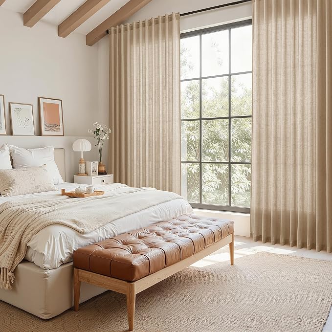 Sand Beige Linen Curtains 80 Inch Length - Image 7
