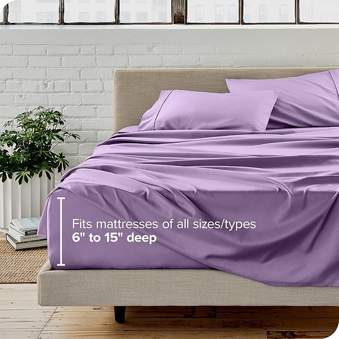 Bare Home King Sheet Set - Luxury 1800 Ultra-Soft Microfiber King Bed Sheets - Double Brushed - Deep Pockets - Easy Fit - 4 Piece Set - Bedding Sheets & Pillowcases (King, Lavender)