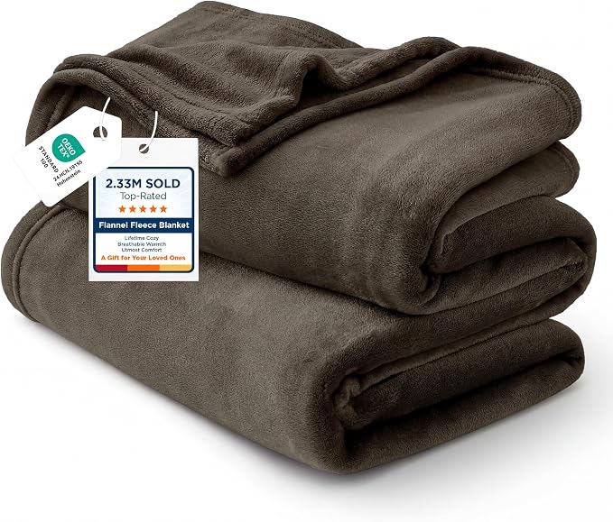 Bedsure GentleSoft Brown Fleece Blankets King Size by BEDSURE