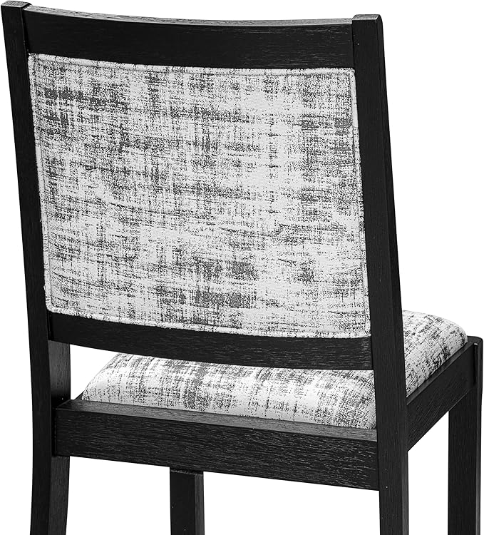 X12X2-006-30 - 13-piece Dining Room Table Set a Rectangular Kitchen Table and 12 Wire Brushed Black Polyester Fabric Stackable Chair, 39x120 Inch, Wire Brushed Black