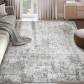 Washable Area Rugs 6'x9' Non-Slip Modern Abstract Soft for Living Room Entryway Bedroom Nursery, Print Pattern, Gray White Grey