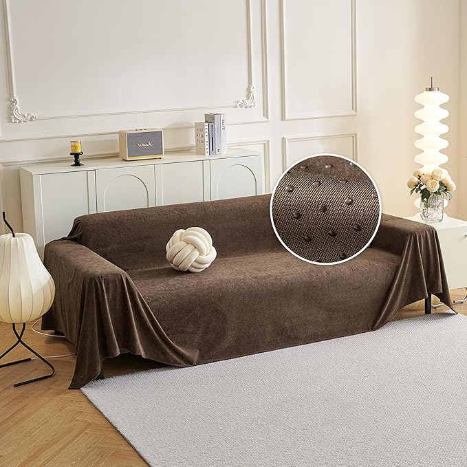MYSKY HOME Sectional Couch, Covers Couch Cover 2 Cushion Sofa, Couch Covers for Sofa, Dog Couch Protector, L Shape Cover Sofa Slipcovers Washable Furniture Covers for Pets, 71" x 102", Brown
