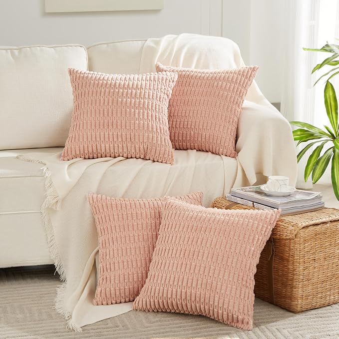 Fancy Homi 4 Packs Boho Pink Decorative Throw Pillow Covers 24x24 Inch - Image 6