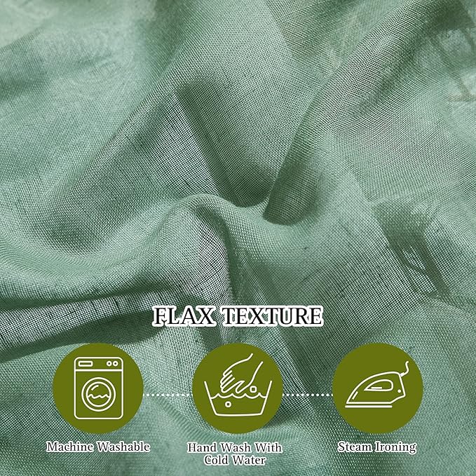 NICETOWN Linen Blend Flax Semi Sheer Window Curtains, Grommet Vertical Drapes - Image 4
