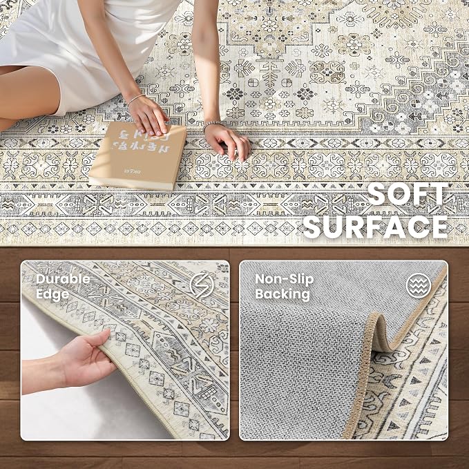 zesthome 7x9 Area Rug, Super Soft Washable Rugs - Image 6