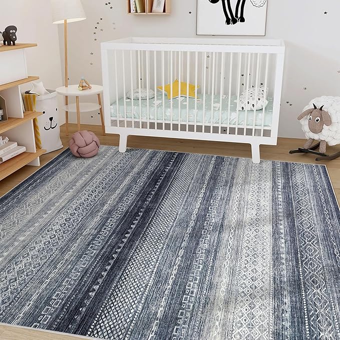 Nakagishi 5x7 Area Rugs Living Room: Washable Boho Large Neutral Soft Rug - Image 8