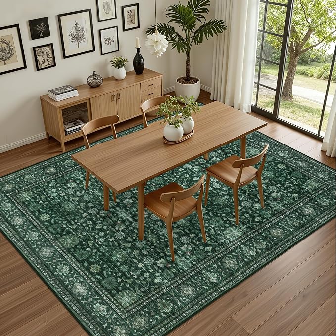 6x9 Area Rugs Living Room Rug: Washable Vintage Distressed Floral Rug No Slip - Image 5
