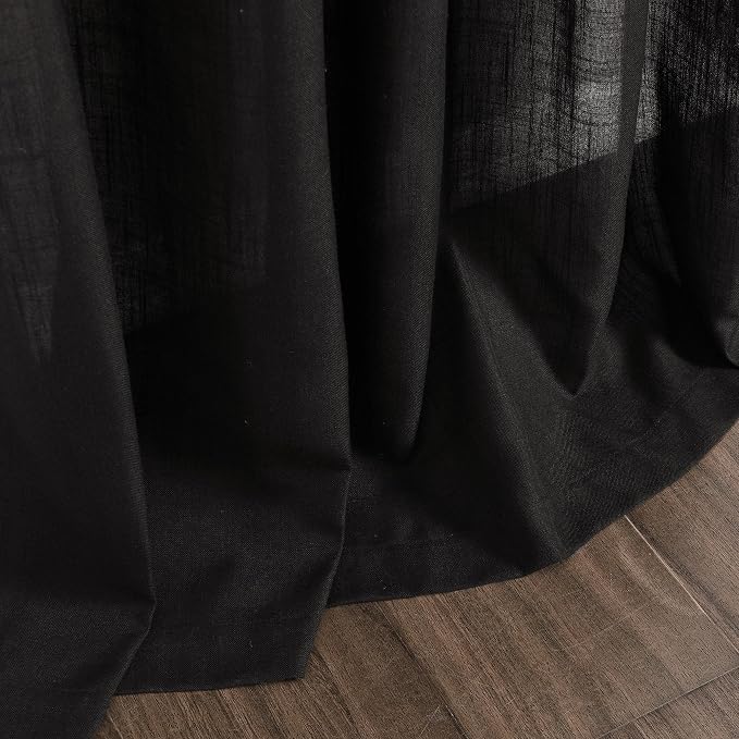 Nanspring Vintage Black Linen Curtains 96 Inches Long - Image 9