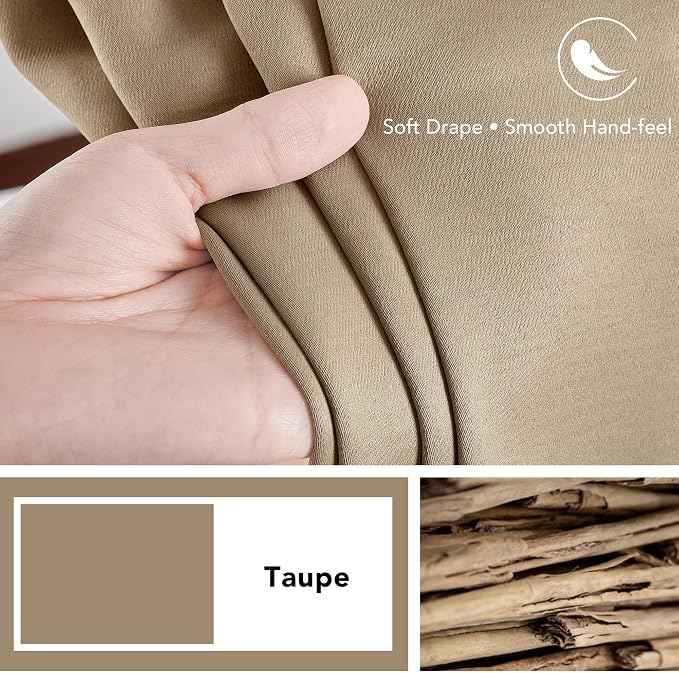 Deconovo Blackout Curtains, Thermal Insulated, W70 x L63 2 Panels, Back Tab - Image 7