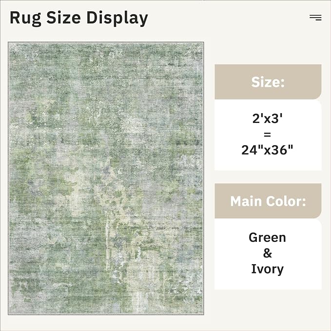 2x3 Abstract Washable Rugs for Kitchen, Powder Room Small Area Rug Non-Slip - Image 5