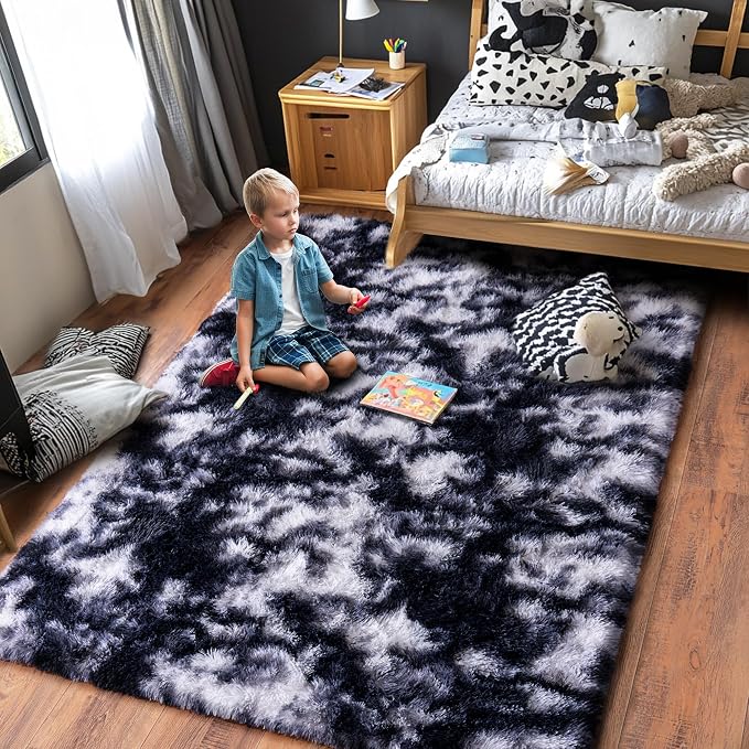 Black and White Rug for Living Room, 6x9 Area Rug for Bedroom, Bedside Indoor - Image 6