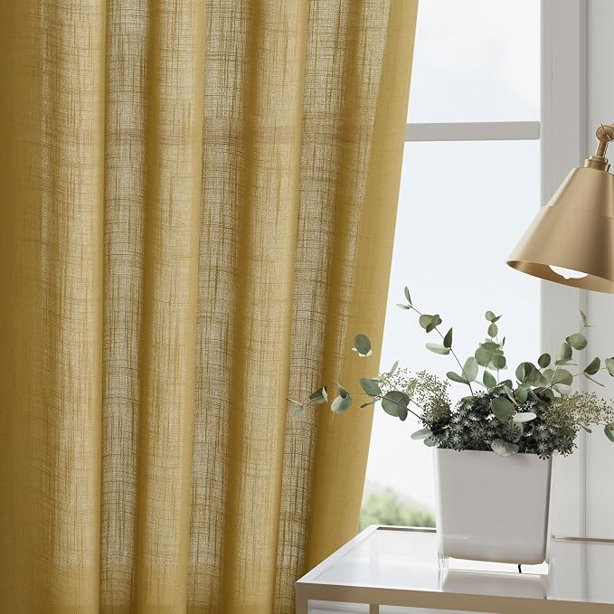 Nanspring Gold Linen Curtains 108 Inches Long - Image 4