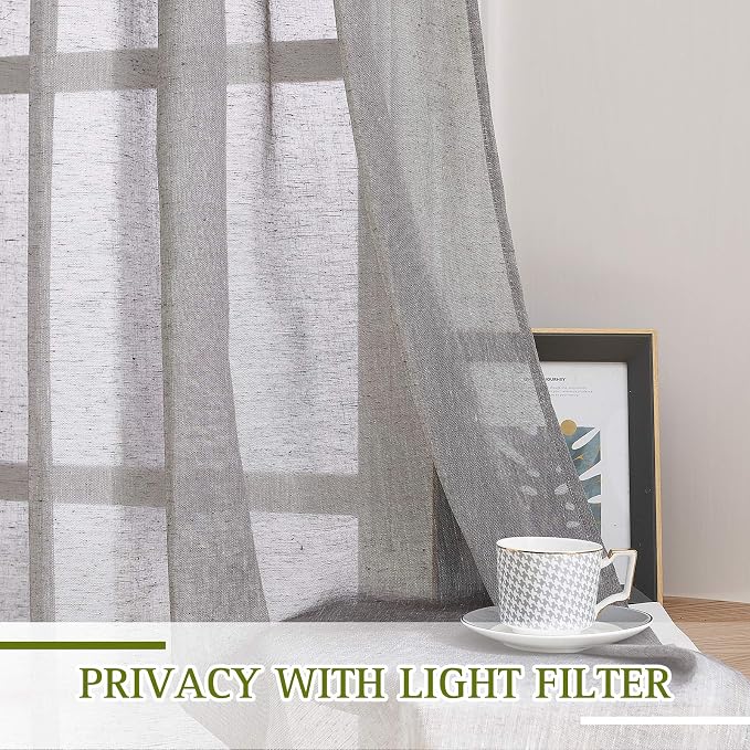 NICETOWN Sheer Curtains Flax Texture - Image 3