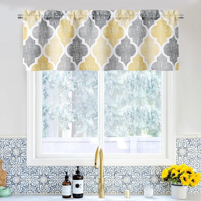 Beauoop Blackout Window Valances Curtains Geometric Quatrefoil Trellis Printed by Beauoop