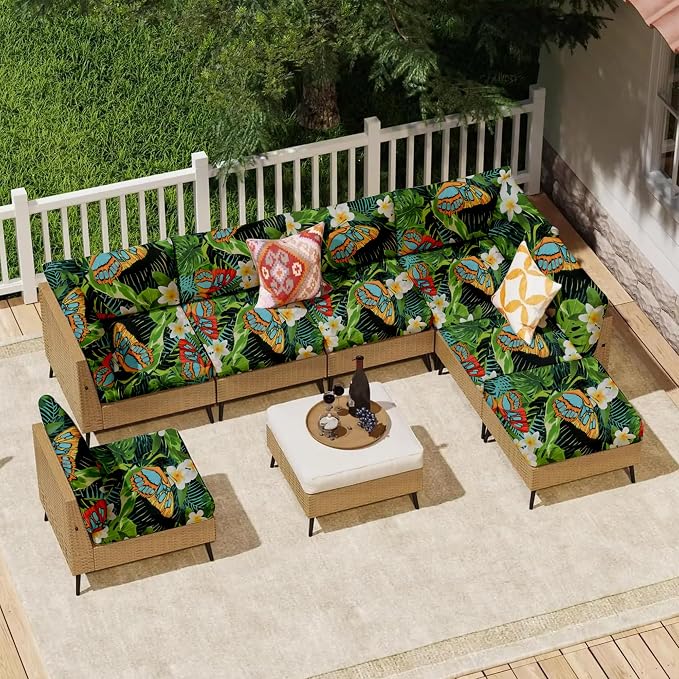 14Pcs Outdoor Cushion Covers, Patio Cushion Covers, Stretch Elastic Slipcovers - Image 6
