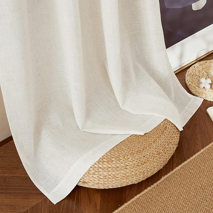NICETOWN Linen Curtains & Drapes 95 inch Length 2 Panels, Rod Pocket & Back Tab - Image 8