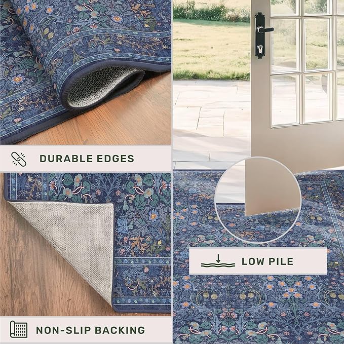 Hazo Haus Non Slip 2x10 Dark Blue Hallway Runner - 10ft Long Runner Rugs - Image 5