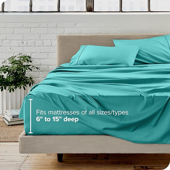 Bare Home Split King Sheet Set - 1800 Ultra-Soft Microfiber Bed Sheets - Double Brushed - Deep Pockets - Easy Fit - 5 Piece Set - Bed Sheets & Pillowcases (Split King, Turquoise)