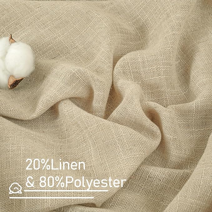LAMIT Natural Linen Curtains for Living Room, 80 inch Length Light Filtering - Image 2