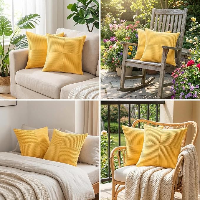 Fancy Homi 2 Packs Yellow Decorative Throw Pillow Covers 20x20 Inch - Image 5