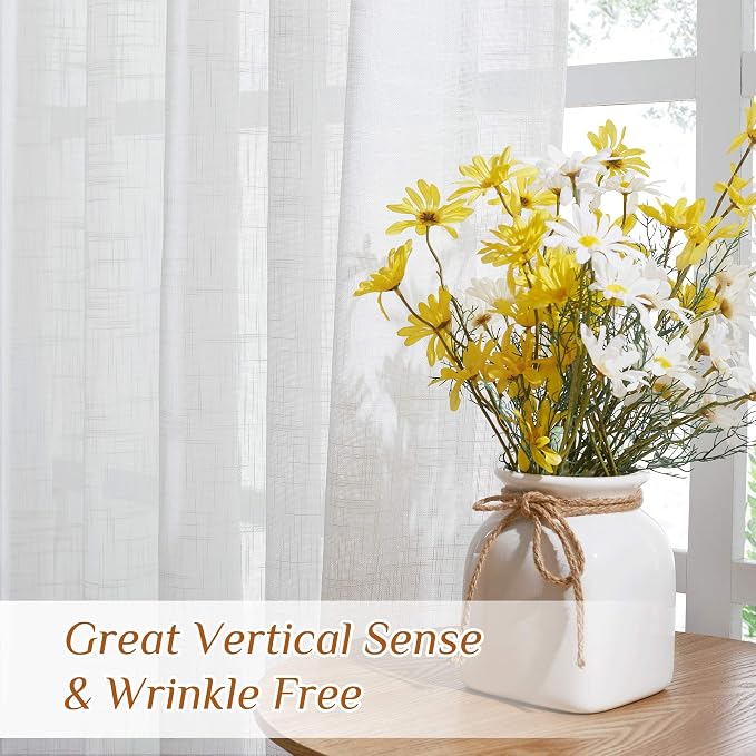 NICETOWN White Sheer Bathroom Curtains Window Treatments, Rod Pocket & Back Tab - Image 5