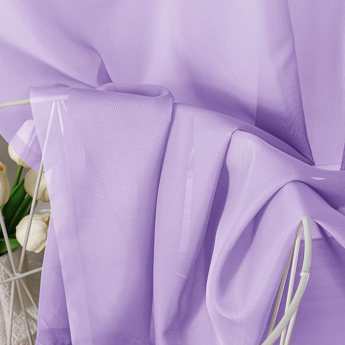 Aiyufeng Light Purple Sheer Curtain Panels Pair Sold 90 Inch Length, Light - Image 7