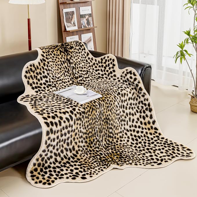 Oversized Cheetah Print Rug, Large Leopard Rug 6.2x8.2 Feet Faux Animal Print - Image 3