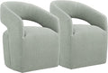 Upholstered Dining Chairs with Casters No Assembly Modern Barrel Armchair with Rollers for Diningroom Bedroom Livingroom Reading Room,Set of 2,Fog