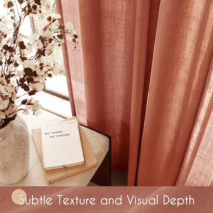 144 inch Linen Terracotta Curtains 2 Panels - Image 4