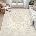 6x9 Area Rugs for Living Room: Vintage Boho Neutral Washable Rug Indoor Soft by Luxturiy