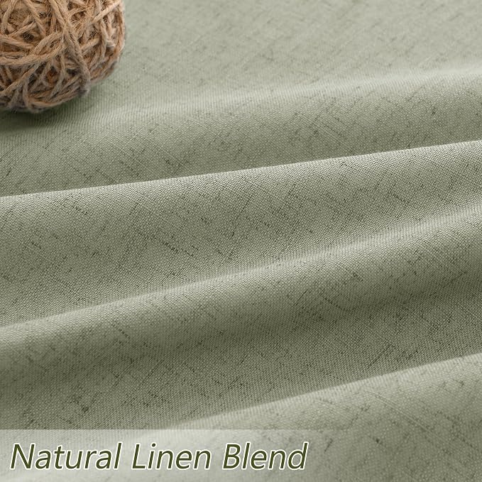 Sage Green 100% Blackout Linen Curtains 90 Inch Length 2 Panels Set - Image 3